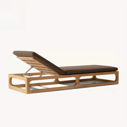 Modern style sun lounger for outdoor hollow solid wood sun lounger for swimming pool garden outdoor terrace