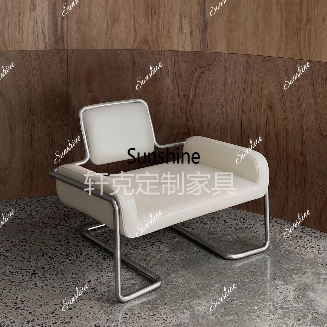 Nordic medieval curved special-shaped convex chair stainless steel light luxury backrest single chairTJ