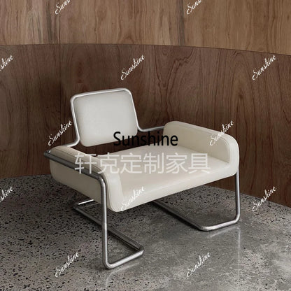 Nordic medieval curved special-shaped convex chair stainless steel light luxury backrest single chairTJ