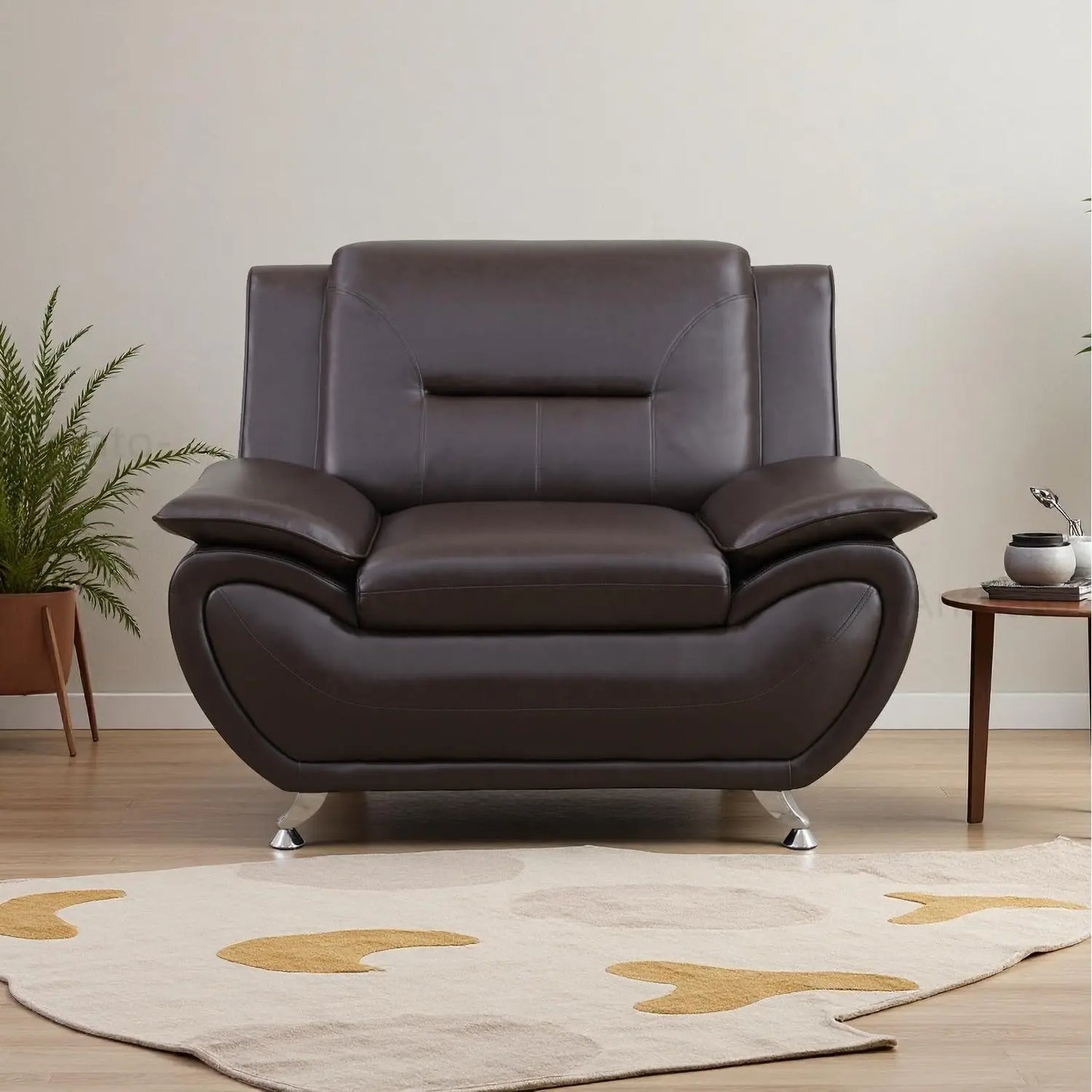 Leather Sectional Sofa Couches, Living Room Furniture Sets, 3 Pieces Modern Couch Set, Faux Leather Sofa Loveseat Chair Set with