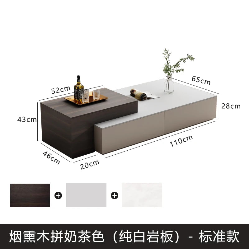 lifting Telescoping lounge coffee table living room Lift top Design Luxury Side Table Storage Tavolino Soggiorno Furniture