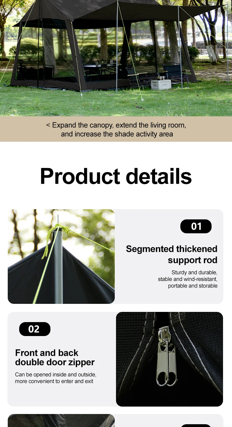 Large Camping Tent, 210D Waterproof Sun Protection, Portable Folding Anti-Mosquito Family Tent for Outdoor Beach Park