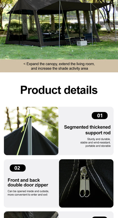 Large Camping Tent, 210D Waterproof Sun Protection, Portable Folding Anti-Mosquito Family Tent for Outdoor Beach Park