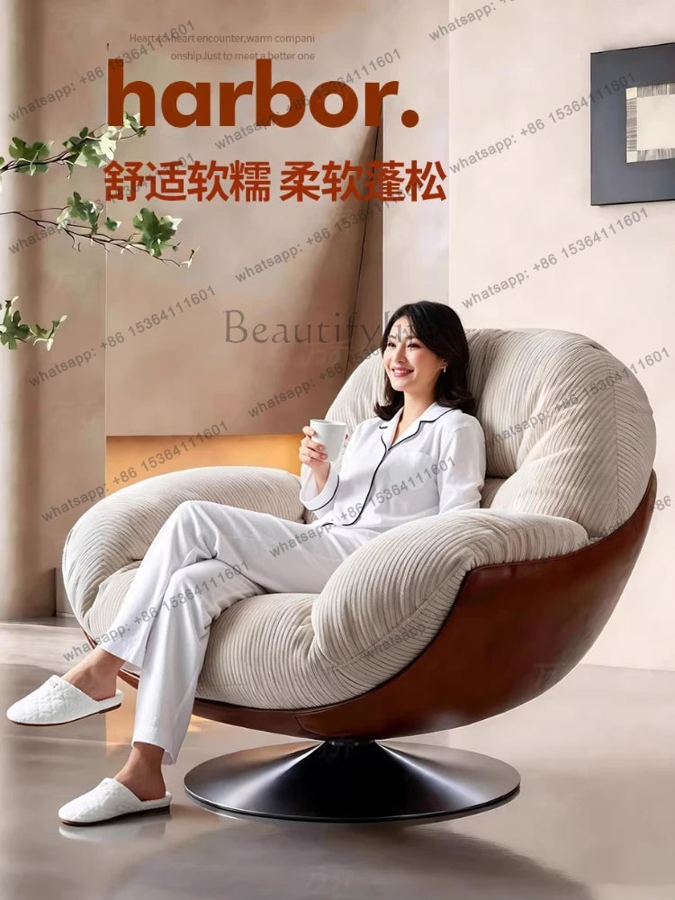 yj9 Medieval sofa chair living room balcony household light luxury high-end nest chair fabric single rotation