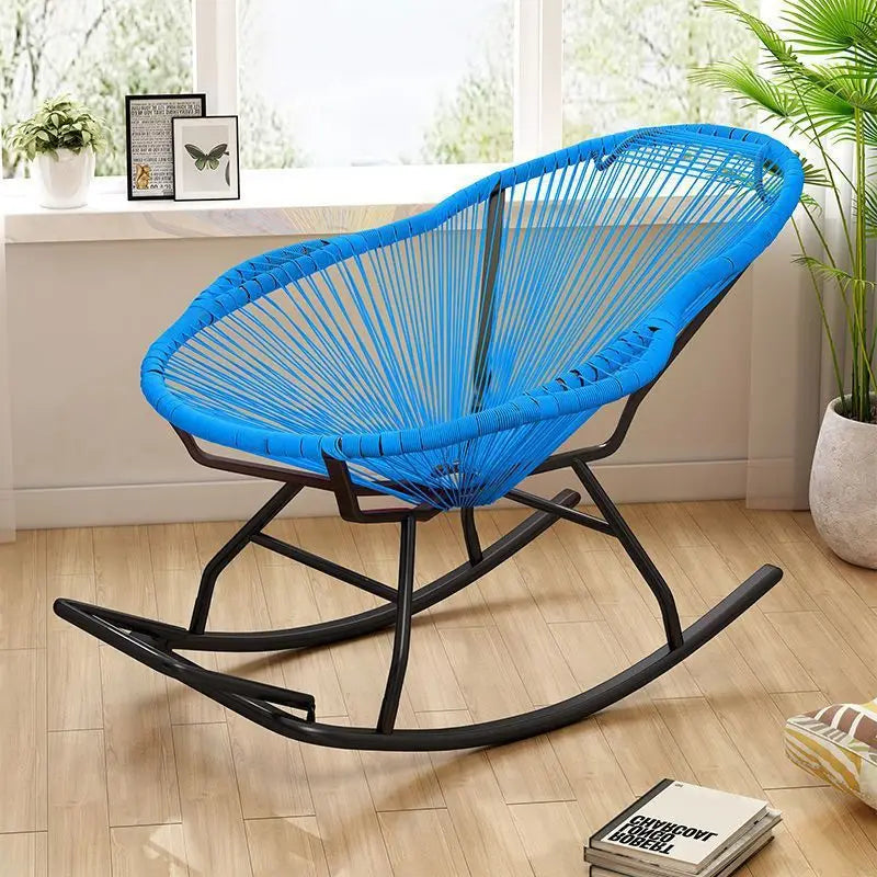 Outdoor courtyard rainbow rocking chair, household balcony rattan chair, casual nap rocking chair, bold and thicker