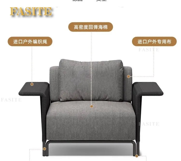 Outdoor Sofa Rattan Courtyard Garden Waterproof and Sunscreen Villa Sofa Simple Combination Rattan Furniture