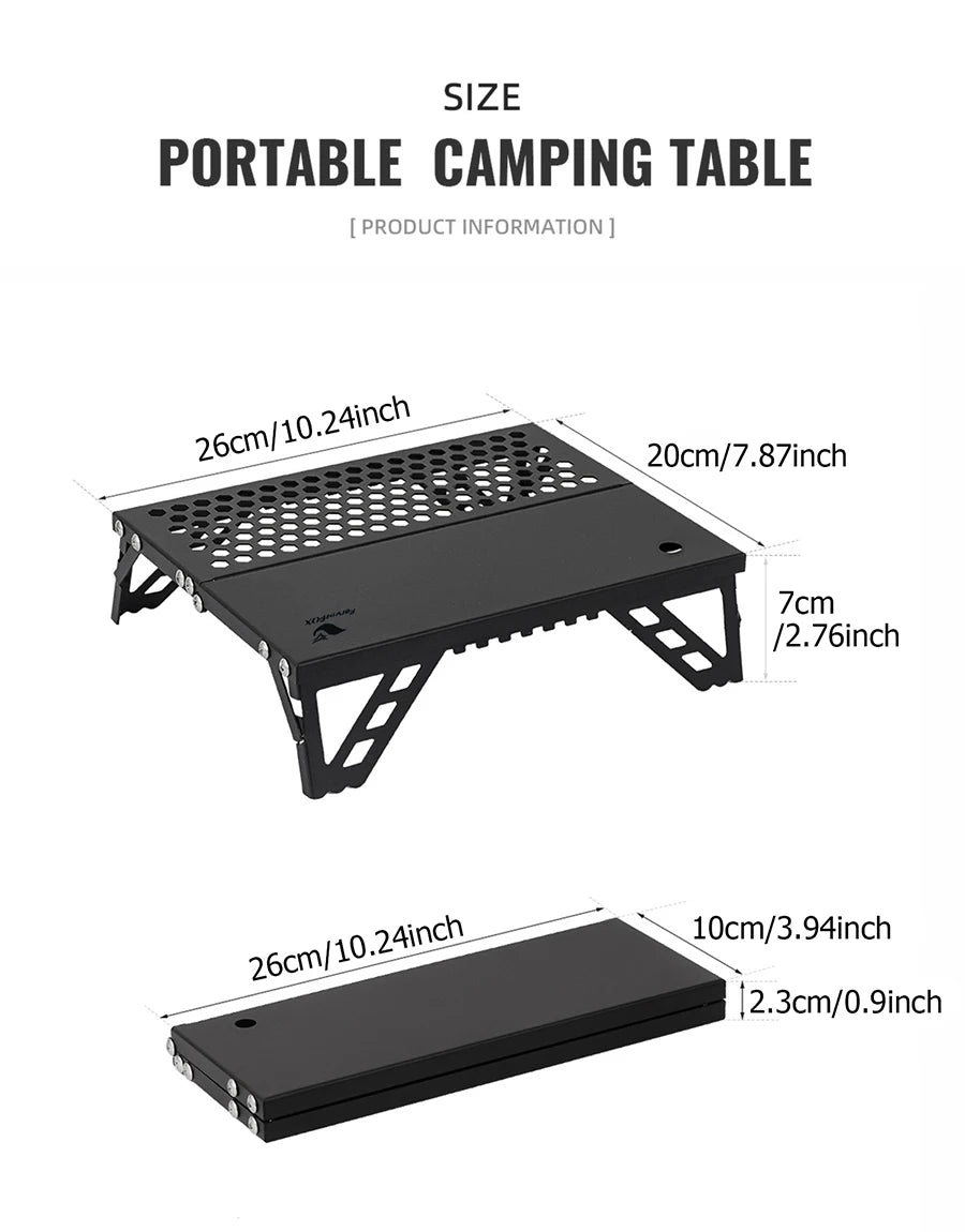 Pocket Mini Table, Foldable Leg Design Aluminum Lightweight Portable Table for Cookware, Camping, Hiking, Fishing