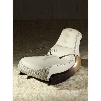 Modern Italian light luxury leather leisure chair living room single sofa rocking chair