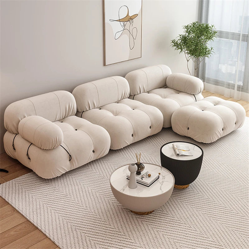 Modern Tufted Fabric Mario Bellini L-Shaped Modular Sectional Sofa （single sofa)