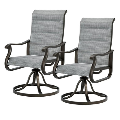 Patio Swivel Chairs Set of 2, Outdoor Dining Chairs High Back with Padded All Weather Breathable Textilene, Customized