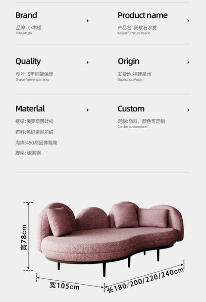 N Cream Style Small Apartment Sofa Fabric Special-Shaped Curved Sofa