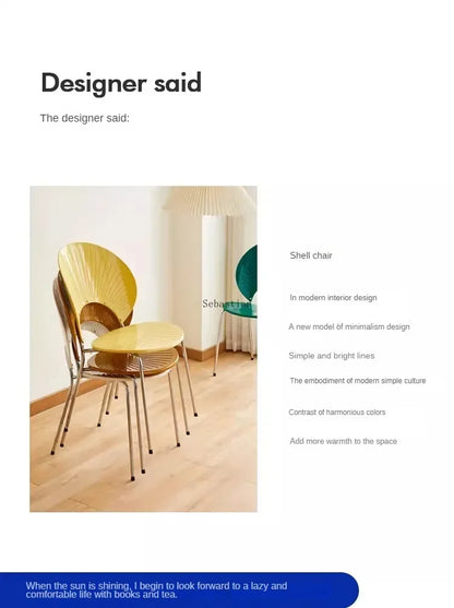 Nordic Dining Chair,home Leisure Transparent Dining Table Chair,minimalist Homestay Chair,hotel Shell Chairs, Sun Backed Chairs