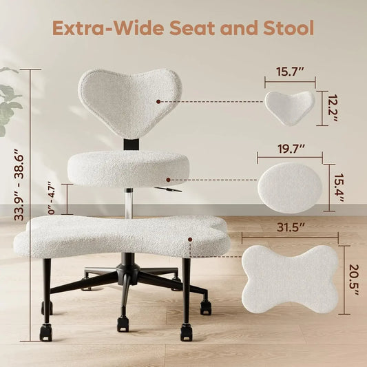[Free Shipping, New Arrival!]Ergonomic Cross Legged Chair, 360° Swivel Meditation Chair with Wheels, Height Adjustable Seat for