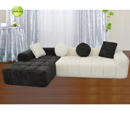 111.2" Modern L-Shaped Sectional Sofa,Modular Velvet Couch with Adjustable Configurations, Soft Melange Fabric,Comfortable
