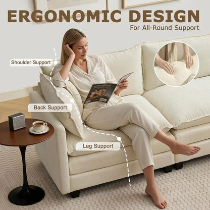 78 Sectional Sofa, Cloud-Soft Loveseat, Deep Seating Chenille Fabric Sofa with Throw Pillows, 2-Seat Couches for Living Room or