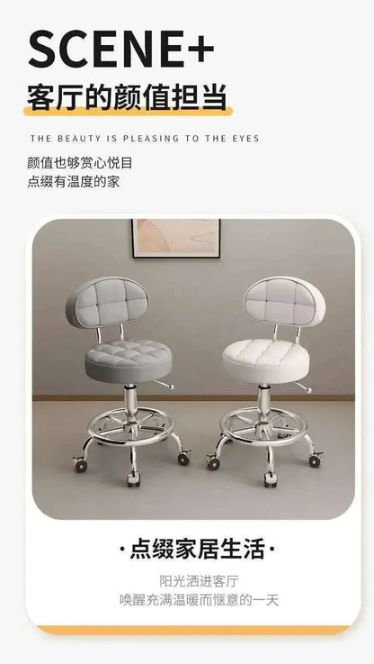 Aesthetic Hairdressing Chair Backrest Simple Rolling Rotating Barber Chair Portable Mocho Cadeira Barber Equipment MQ50BC