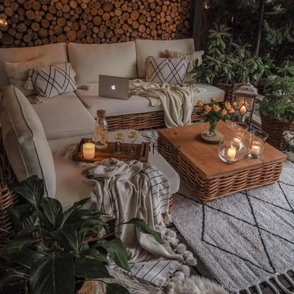 Outdoor rattan sofa courtyard South East Asia style bed and breakfast terrace garden balcony leisure