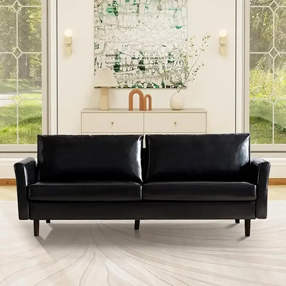 Modern Faux Leather Sofa for Small Spaces, 3 Seater, Bedroom, Office, Apartment, Living Room Couch, 80"