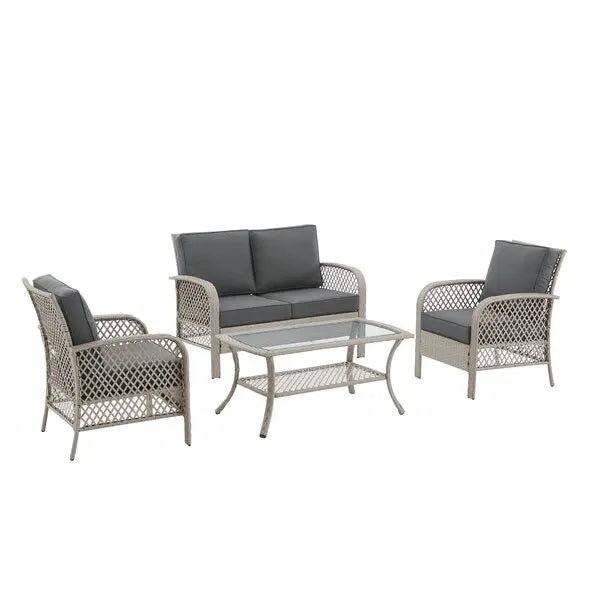 Wicker Outdoor Patio Sectional Rattan Furniture Garden Rattan Garden Furniture Sets 4 Seater Patio Sofas