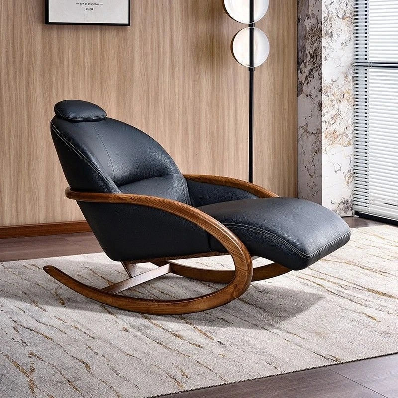 New Chinese-style solid wood leisure rocking chair, living room balcon ...