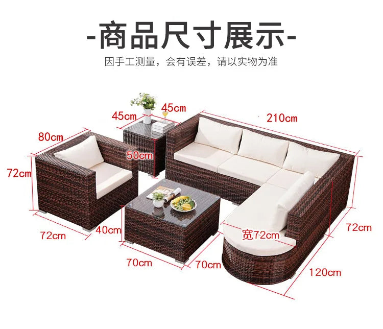 Outdoor sofa leisure balcony set combination villa courtyard sales office lazy rattan furniture small apartment rattan sofa