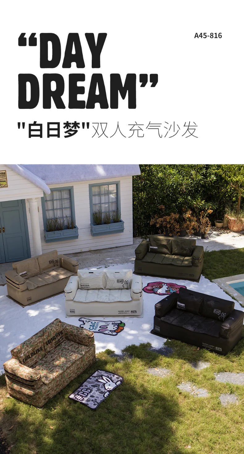 Double and Single Inflatable Sofa with Built-in Air Pump, Comfortable and Portable for Camping and Leisure Home Use