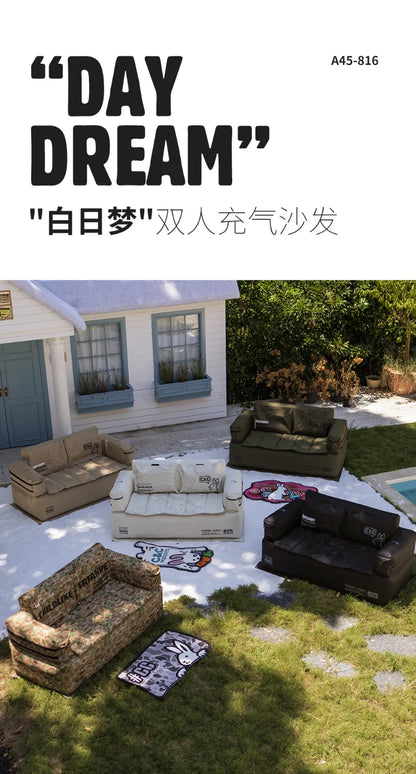 Double and Single Inflatable Sofa with Built-in Air Pump, Comfortable and Portable for Camping and Leisure Home Use
