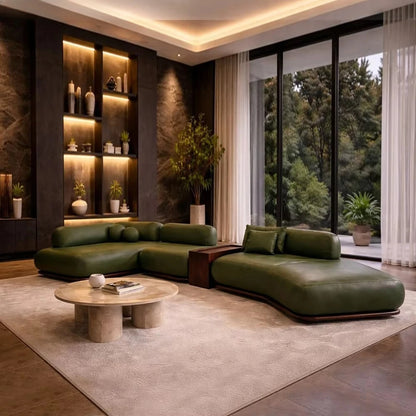 Italian Leather Corner Sofa Set Furniture Living Room Modular Sectional Leather Curved Sofas for Home Living Room