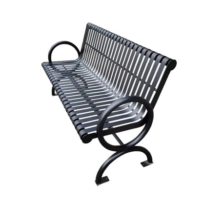 High Quality Modern European Style Durable Black Metal Outdoor Lawn Bench for Park & Gym Use