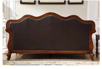 4*American all-solid wood leather sofa European double triple retro modern simple