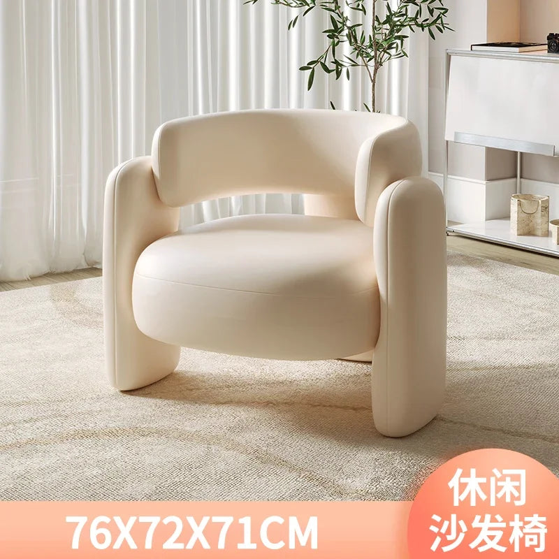 Cream Single Sofa Chair Balcony Light Luxury Chair Tea Table Combination Beauty Salon Rest Area Reception Negotiation Chair