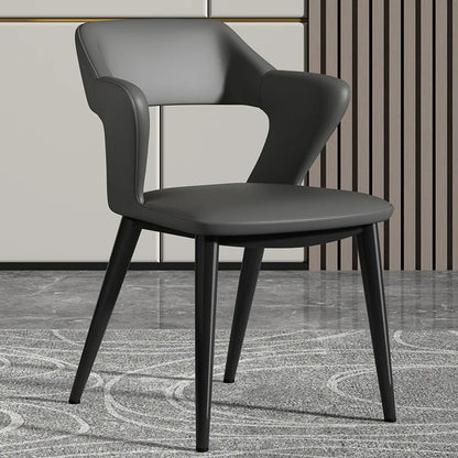 Simple Dining Chair Household Leather Backrest Wrought Iron Armrest Casual Restaurant Chair Hotel Seat Living Room Furniture