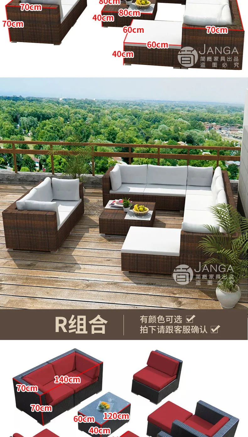 Outdoor courtyard, office building, reception area, sales center, round sofa, outdoor rattan chair, negotiation of large