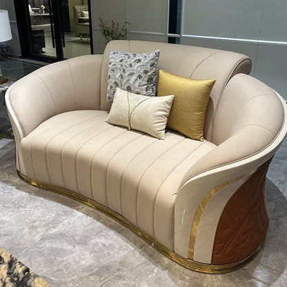 *Italian light luxury leather sofa post-modern model room large apartment high-end