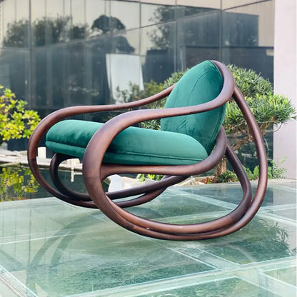 All solid wood rocking chair, modern light luxury log living room lazy rocking chair