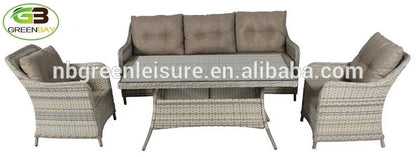 Luxury Outdoor Garden Sofa Set Modern Design Rattan Backrest Patio Furniture for Hotels&Villa Hall&Apartment Enhanced Comfort