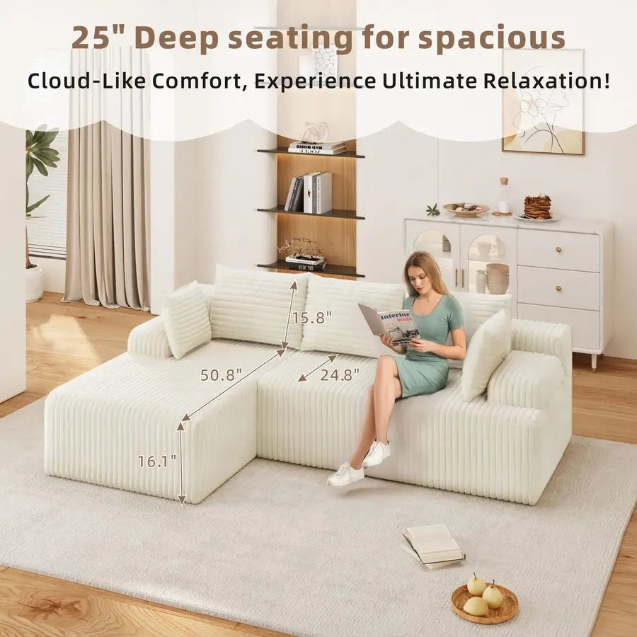 Couch, Upholstered Cloud Couch Sectional with L Shape Chaise, Fluffy Comfy Cloud Sofa with Deep Seat amp Throw Pillows, Boneless