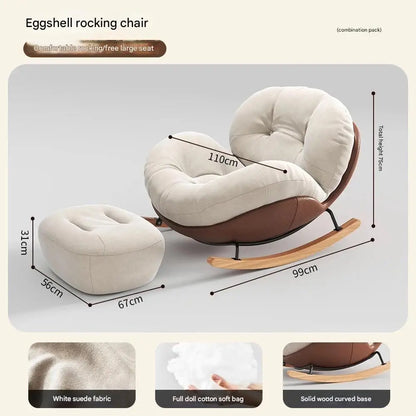 Eggshell Rocking Chair for Home Living Room Single Sofa Lazy Chair Balcony Leisure Chair Girls Pink Rocking Chair