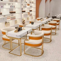 Luxury golden Dining Chairs wrought Iron Backrest Armchair Kitchen Modern Dining Room Furniture Home Bedroom Salon Makeup Chair