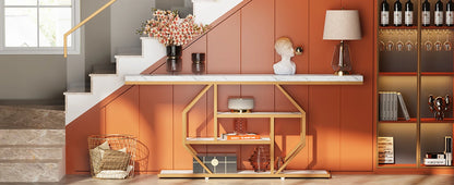 Tribesigns Console Table, Modern Gold Sofa Table Behind Couch with Storage, 4 Tier Entryway Accent Table