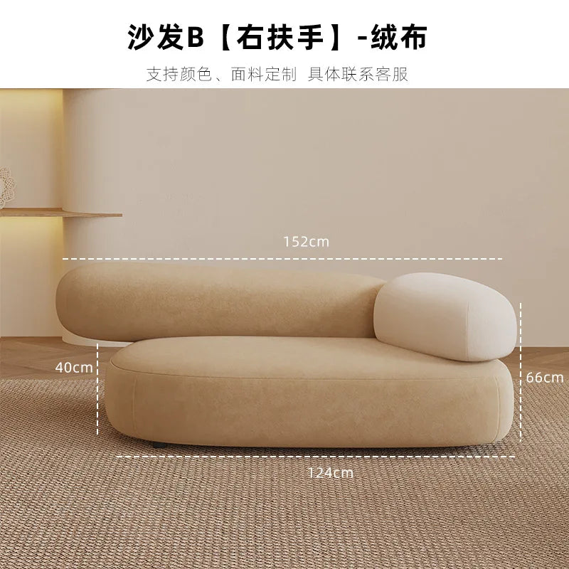 Fabric curved small apartment living room sofa light luxury modern sitting area reception