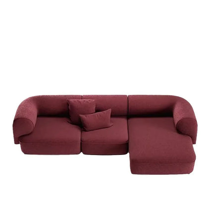 Light luxury Nordic fabric sofa living room very simple size apartment Nordic furniture designer red curved sofa