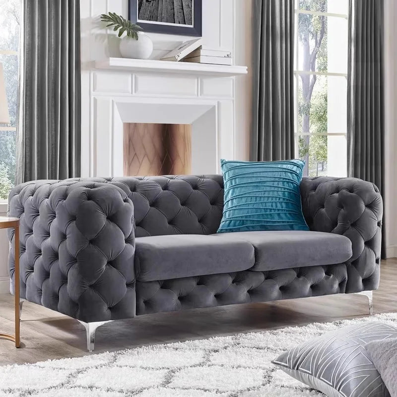 Factory Modern Living Room Sofa Love Seat in Stock Luxury Sofa Set Couch Customized Velvet or Leather Chesterfield Sofa