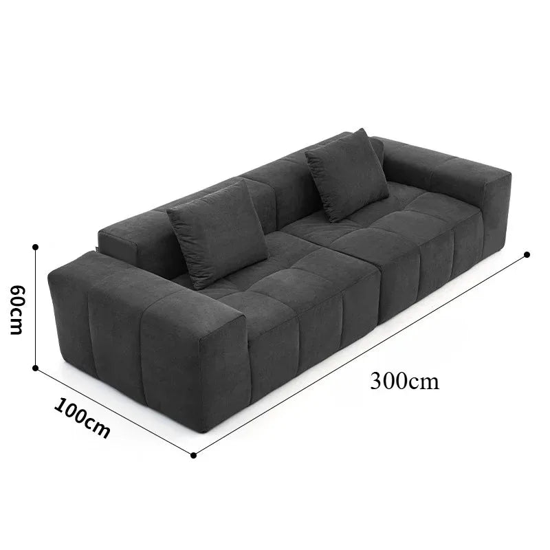 Full Sponge Compressed Fabric Sofa Modern Simple Living Room Couch Tofu Block Sofa Small Apartment Straight Row Combination Sofa