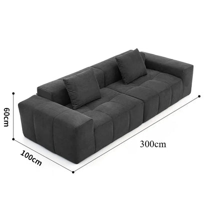 Full Sponge Compressed Fabric Sofa Modern Simple Living Room Couch Tofu Block Sofa Small Apartment Straight Row Combination Sofa