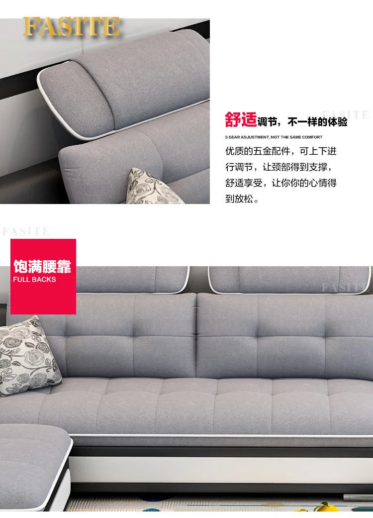 Fabric sofa small apartment simple modern three four living room combination High Quality