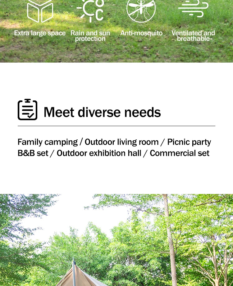 210D Outdoor 6-10p family camping anti-mosquito large canopy Portable folding tent sun protection waterproof beach park pergola