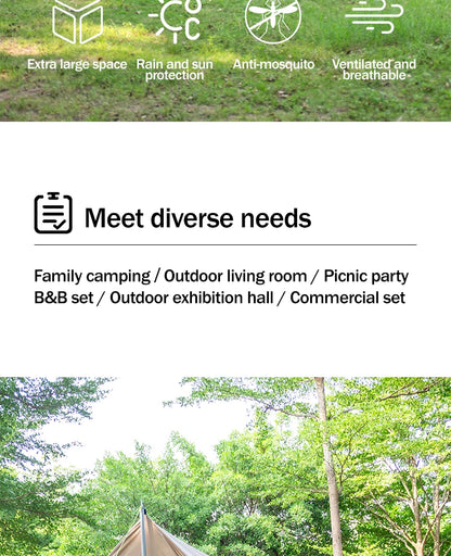210D Outdoor 6-10p family camping anti-mosquito large canopy Portable folding tent sun protection waterproof beach park pergola