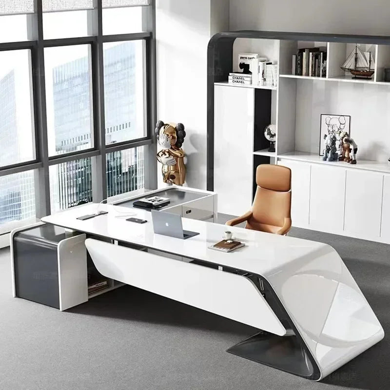Luxury Long Office Desk Modern Design Storage Multifunctional Office Desk Display Minimalist Mesas Escritorio Trendy Furniture