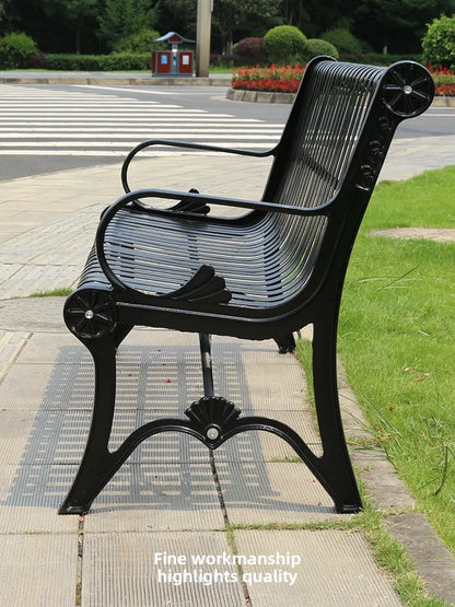 Park chair outdoor bench, cast iron art, community square leisure seat, courtyard outdoor shopping mall lounge area